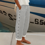Caitlin | Kelnės su sagomis ir elegantiškais dryžiais