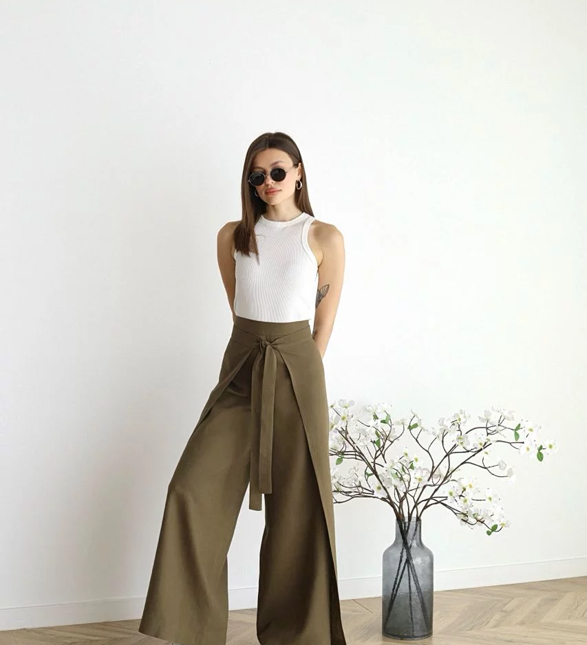 Maelis - Pantaloni Largi din In