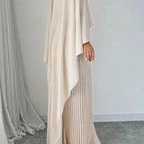 Lavinia – Maxi Plissé Dress with Batwing Sleeves