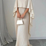 Lavinia – Maxi Plissé Dress with Batwing Sleeves