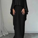 Lavinia – Maxi Plissé Dress with Batwing Sleeves