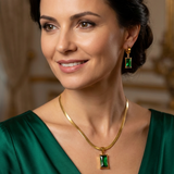 Elena – Set colier și cercei cu cristale verzi
