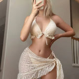 Lucia – Trijų dalių nėrinių bikinio komplektas