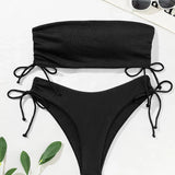 Constanța – Set bikini bandeau cu fundițe laterale