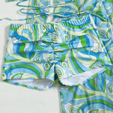 Cornelia – Retro Bikini Set with Shorts & Kimono