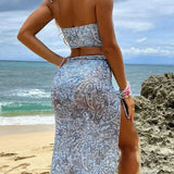 Dorina – Boho Bikini Set with Bandeau Top and Beach Skirt
