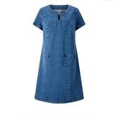 Raquel | Džinsinis tunikos stiliaus marškinėliai su kišenėmis