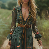 Ilinca – Boho stiliaus maksi suknelė su lengvomis plazdančiomis rankovėmis