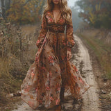 Ilinca – „Boho“ stiliaus maksi suknelė pūstomis rankovėmis