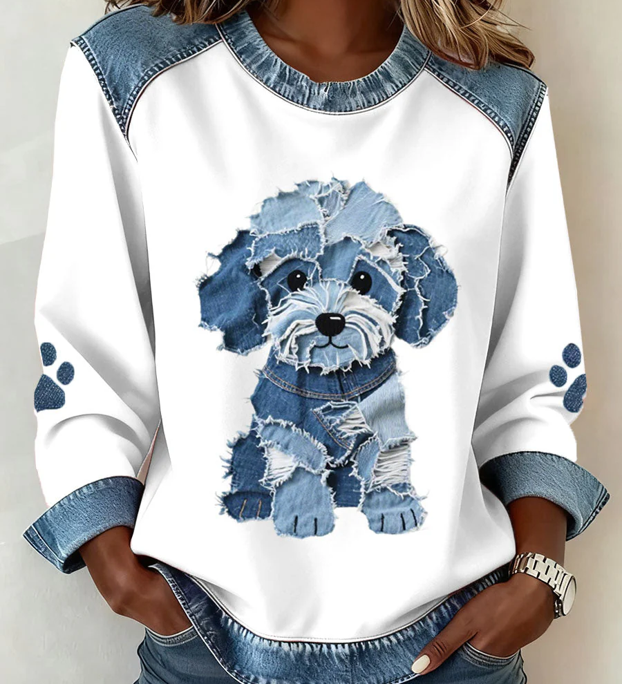 Anca – Pulover Patchwork Cățeluș