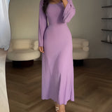Nadia – Žakardo maxi suknelė su rankovėmis