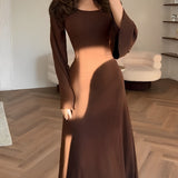 Nadia – Žakardo maxi suknelė su rankovėmis
