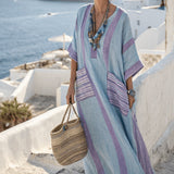 Liliana – Mauve Horizontally Striped Kaftan Dress