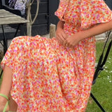Pauline – Elegantiška ilga moteriška suknelė su gėlių raštu