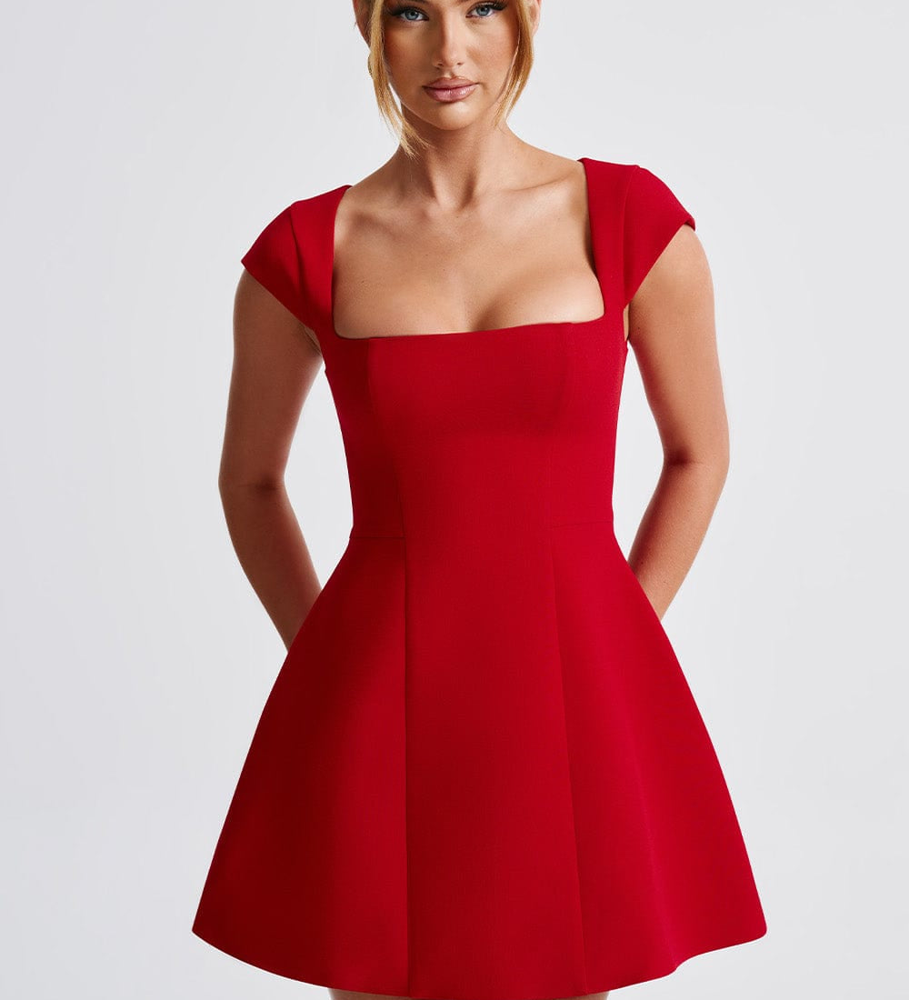 Alina – Rochie Mini Elegantă de Damă cu Decolteu Pătrat
