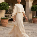 Lavinia – Maxi Plissé Dress with Batwing Sleeves