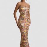 Sienna – Rochie de Damă Maxi Elegantă cu Flori și Paiete